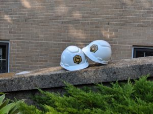 Construction Hats With Garth's Brew Bar Stickers