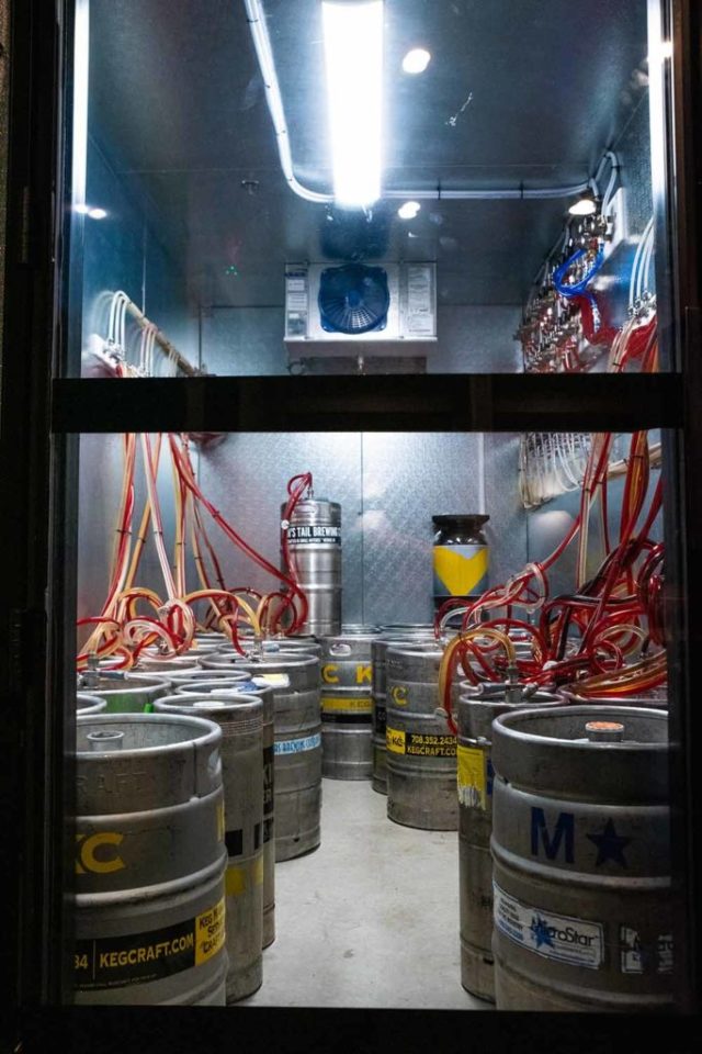 Kegs Inside The Cooler of Garth's Brew Bar